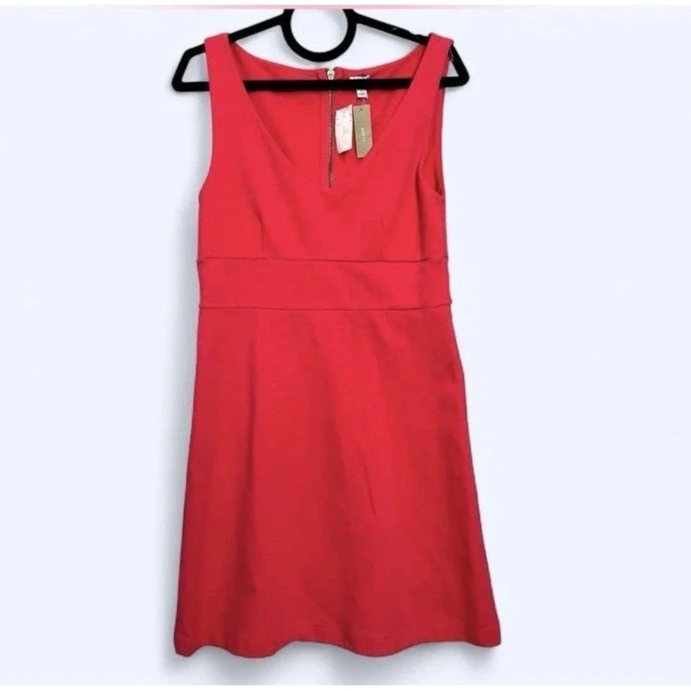 J. Crew Pink Fit & Flare A-Line‎ V-Neck Sleeveless Dress Sz 6 Midi Office Barbie